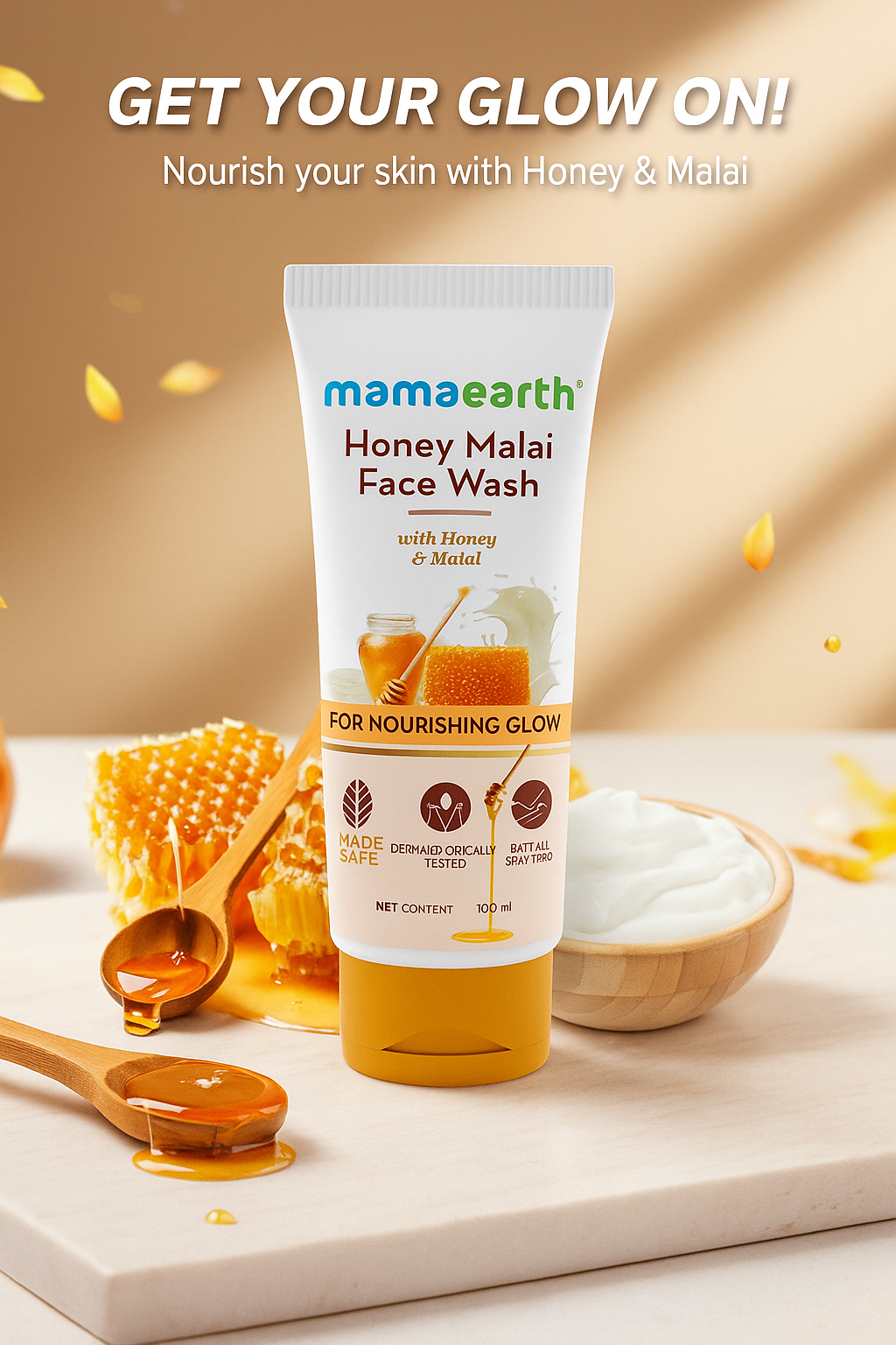 Mamaearth Nourishing Glow Honey & Malai Face Wash  (100 ml)