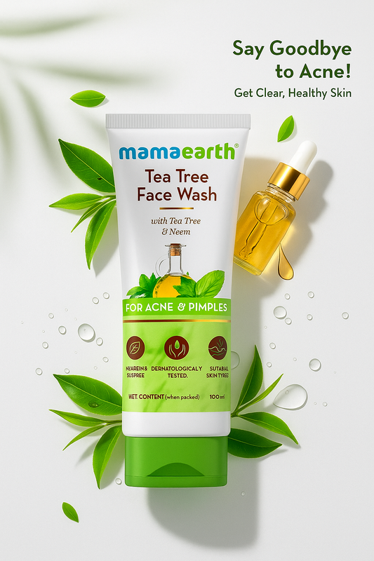 Mamaearth Tea Tree Natural for Acne & Pimples Removal with Neem Face Wash  (100 ml)